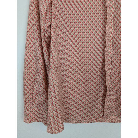 United Arrows Top Blouse Geometric Keyhole Japan Red Tan Cream Career Size 8 - Picture 3 of 10